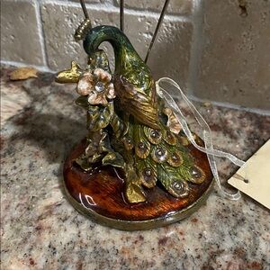 Brass Peacock recipe Holder 9in tall